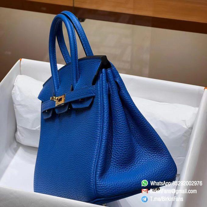 High Quality Clone Birkin Handbag 25cm Blue Electric Bleu électrique Togo Leather Gold Hardware 03