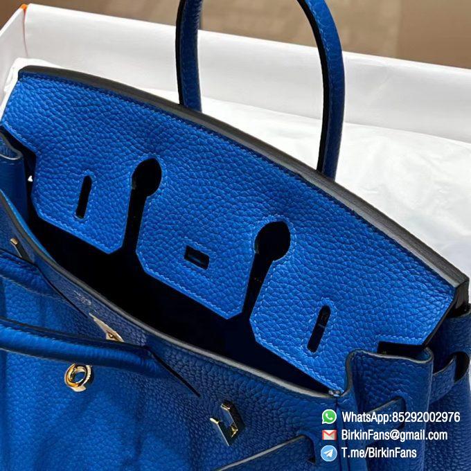 High Quality Clone Birkin Handbag 25cm Blue Electric Bleu électrique Togo Leather Gold Hardware 05