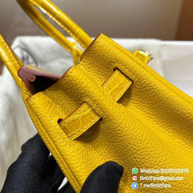 Premium Quality Clone Birkin Handbag 25cm Amber Yellow Togo Leather Gold Plaque 06