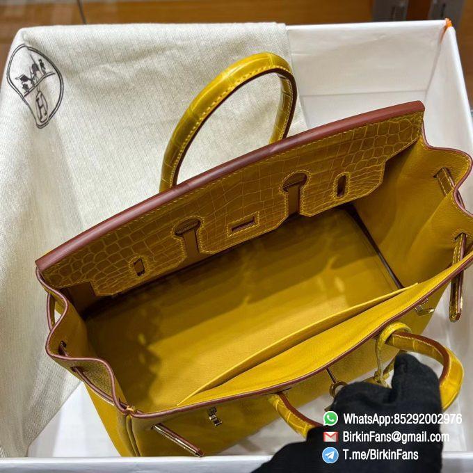 Premium Quality Clone Birkin Handbag 25cm Amber Yellow Togo Leather Gold Plaque 09