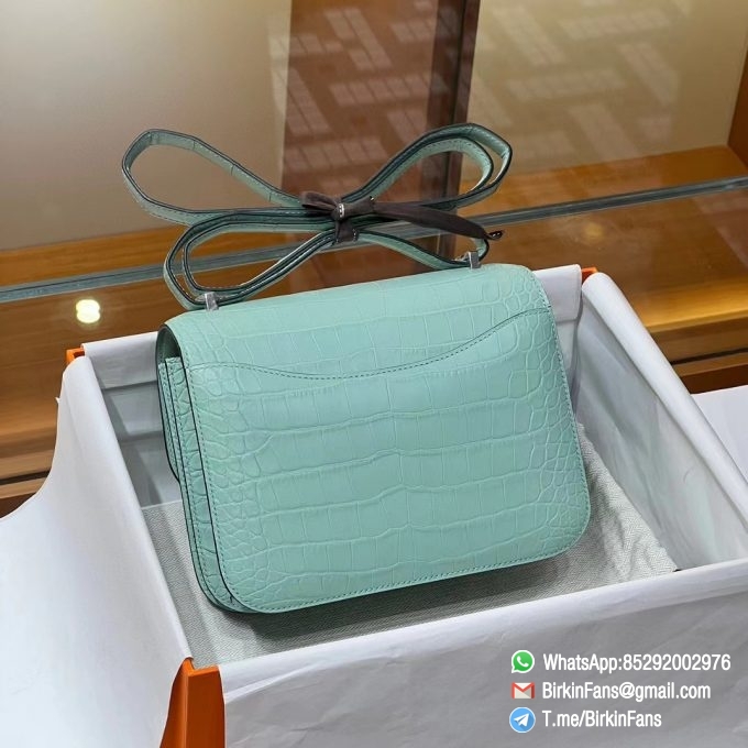 Best Fake Hermes Constance Bag 18cm Bleu Atoll 3P Alligator Crocodile Leather Palladium Hardware 1