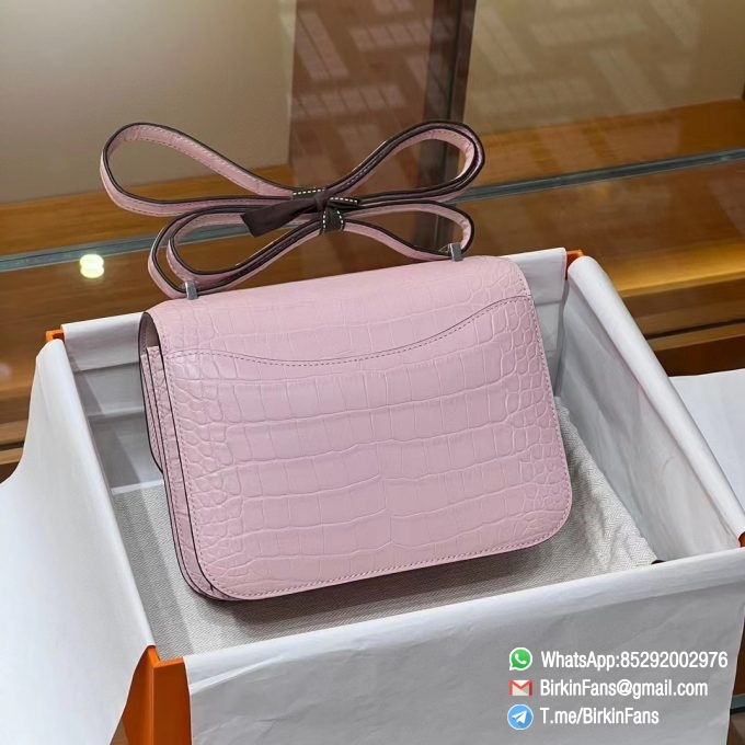 Best Fake Hermes Constance Bag 18cm Mauve Sylvestre X9 Alligator Crocodile Leather Matte Surface Silver Hardware 2