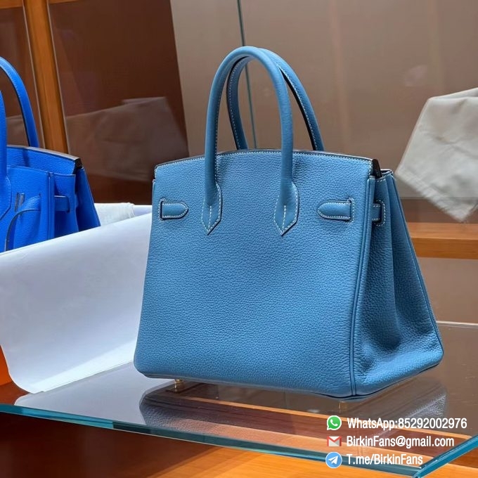 Best Replica Hermes Bags Birkin 25cm Bleu Jean 75 Togo Leather Gold Plaque 4