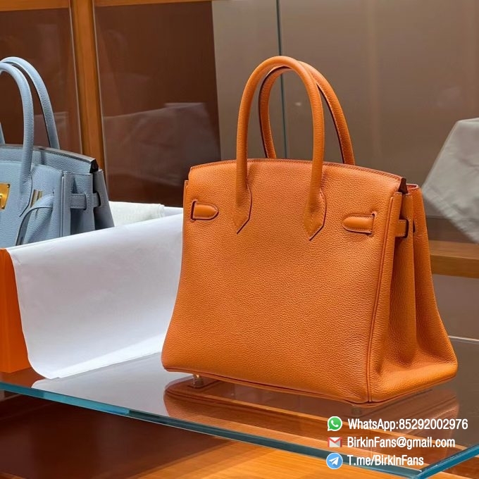 Best Replica Hermes Bags Birkin 25cm Orange Poppy 8V Togo Leather Gold Plaque 4