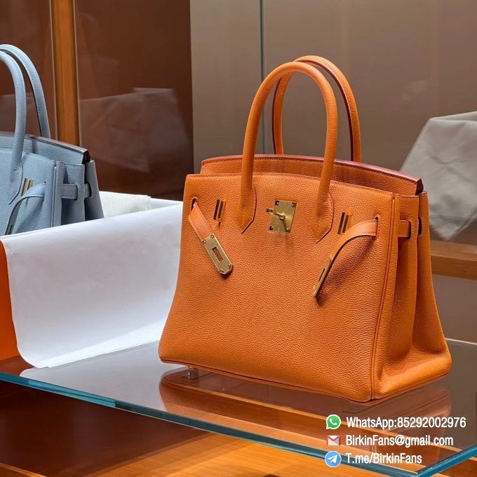 Best Replica Hermes Bags Birkin 25cm Orange Poppy 8V Togo Leather Gold Plaque 5