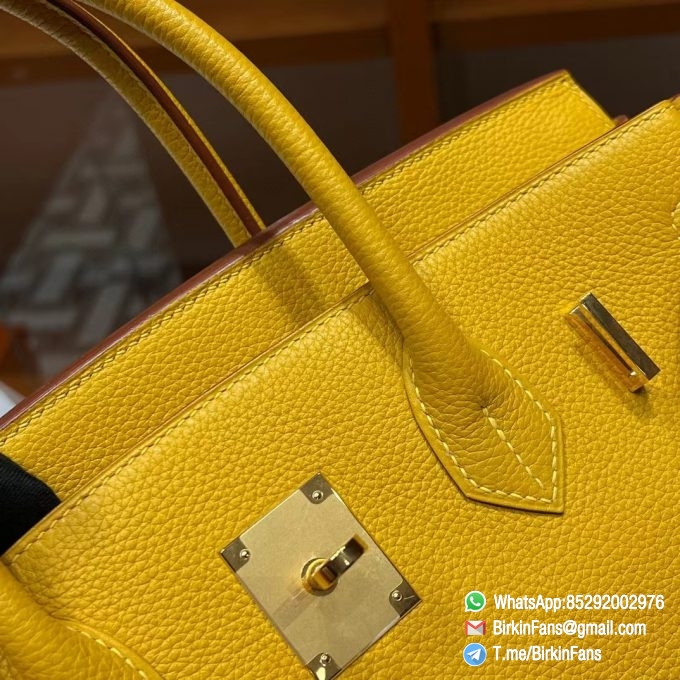 Best Replica Hermes Bags Birkin 25cm Soleil 9H Togo Leather Gold Plaque 1