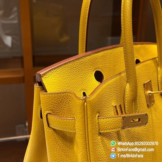 Best Replica Hermes Bags Birkin 25cm Soleil 9H Togo Leather Gold Plaque 2