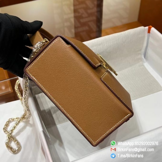 Best Replica Hermes Cinhetic Clutch Bag Gold 37 Evercolor Leather Top Handle Bags 3