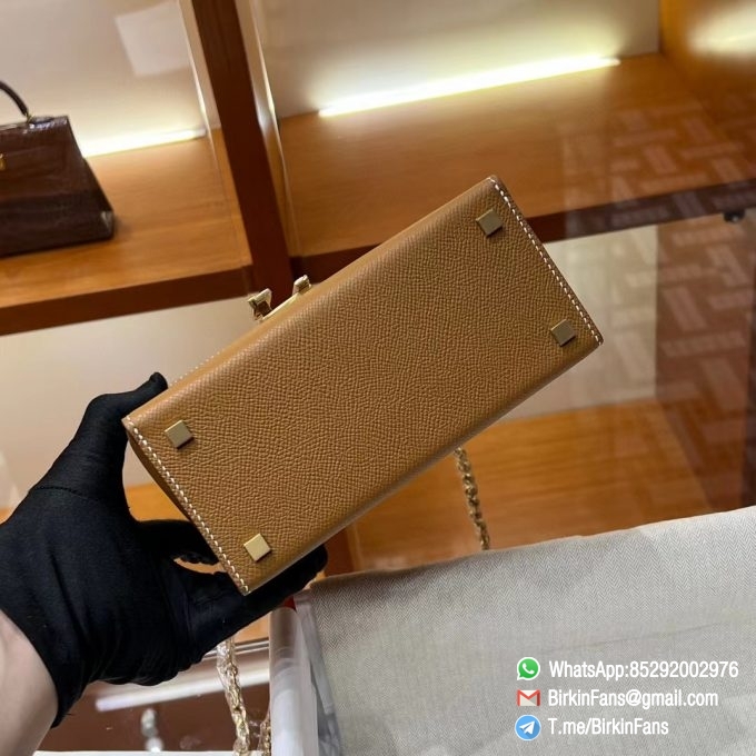 Best Replica Hermes Cinhetic Clutch Bag Gold 37 Evercolor Leather Top Handle Bags 6