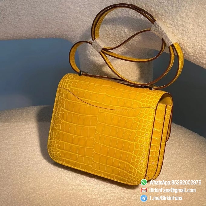 Best Replica Hermes Constance Bag 18cm Jaune Ambre 9D Alligator Crocodile Leather Gold Hardware 6