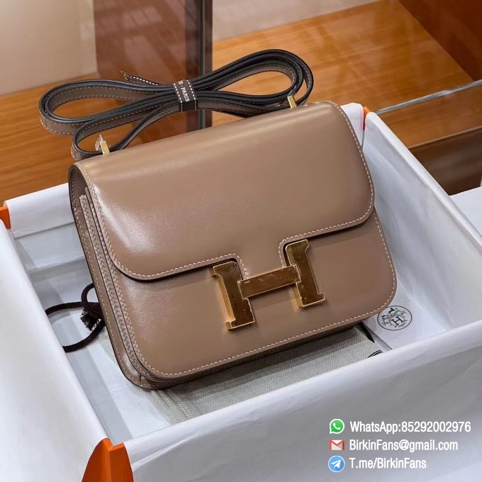 Best Replica Hermes Constance Mini Bag 18cm Kraft 2H Box Leather Gold Hardware 4