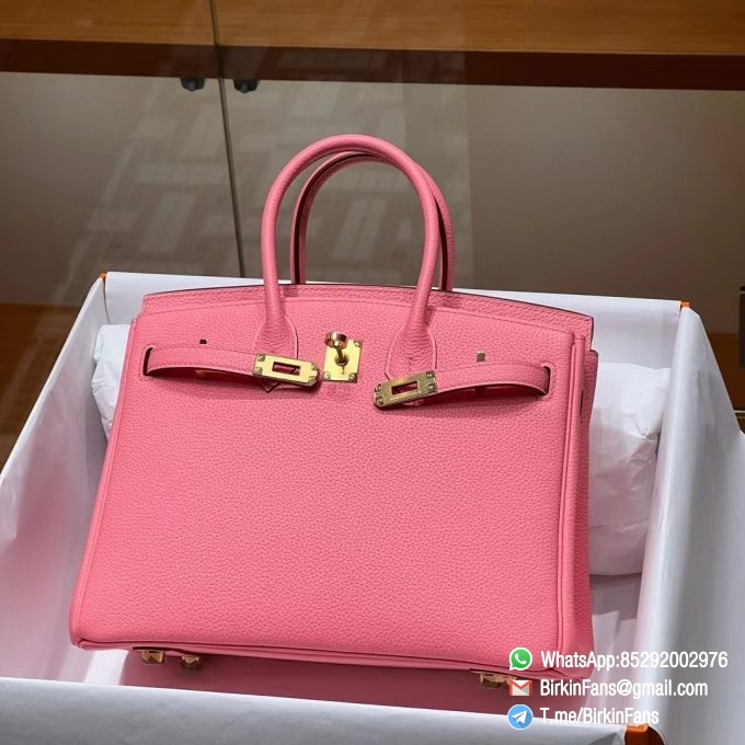 Best Replica Hermes Handbag Birkin 25cm Rose Candy 8T Togo Leather Gold Plaque