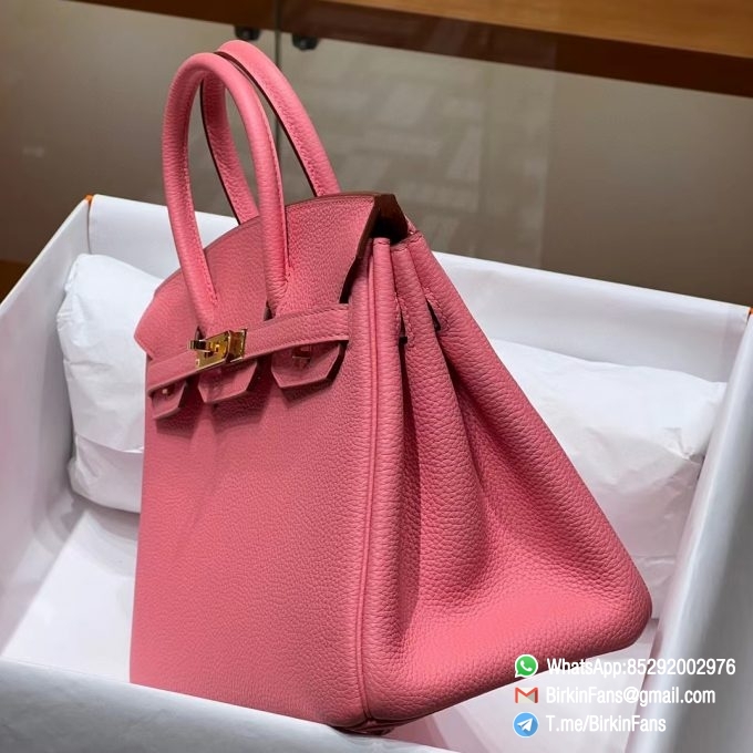 Best Replica Hermes Handbag Birkin 25cm Rose Candy 8T Togo Leather Gold Plaque 1