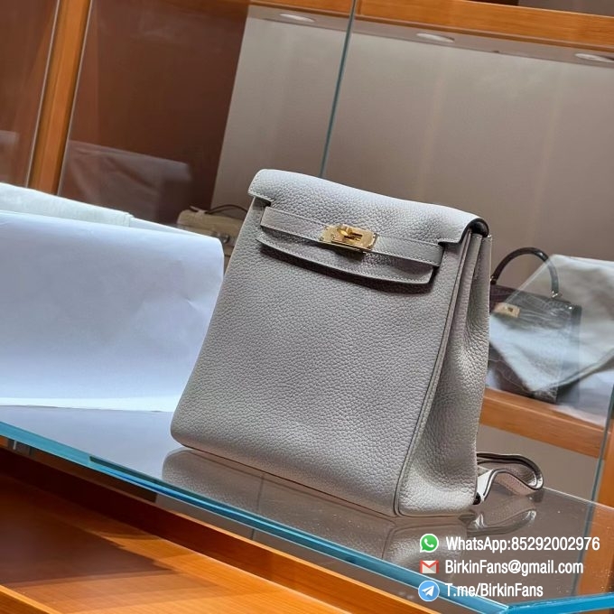 Best Replica Hermes Kelly Ado Backpack 21cm Gris Perle 80 Togo Leather Gold Hardware 02