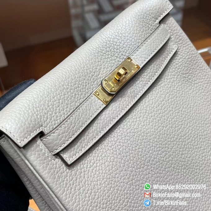 Best Replica Hermes Kelly Ado Backpack 21cm Gris Perle 80 Togo Leather Gold Hardware 06