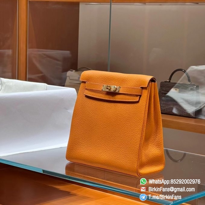 Best Replica Hermes Kelly Ado Backpack 21cm Orange 93 Togo Leather Gold Hardware 01