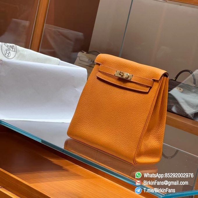 Best Replica Hermes Kelly Ado Backpack 21cm Orange 93 Togo Leather Gold Hardware 02