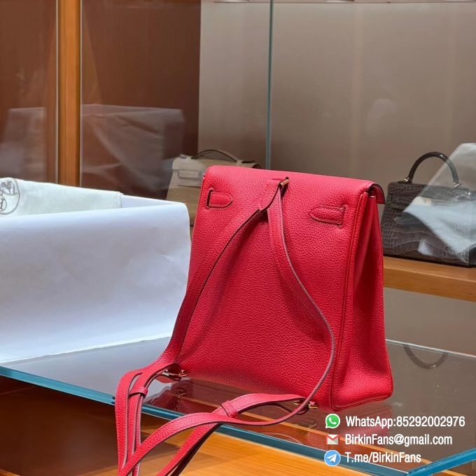 Best Replica Hermes Kelly Ado Backpack 21cm Rouge Garance 54 Togo Leather Gold Hardware 03