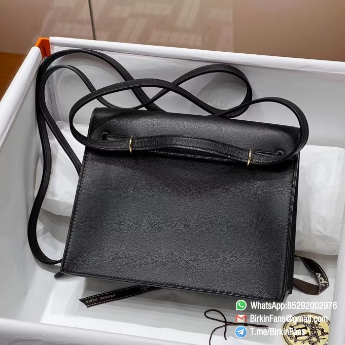 High Quality Replica Hermes Kelly Dance Bag Black Evercolor Leather Gold Hardware 1