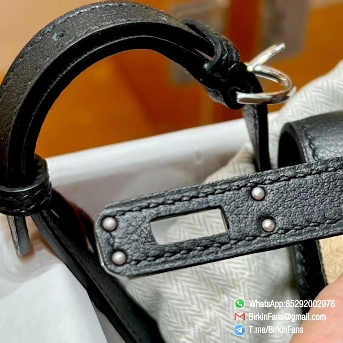 High Quality Replica Hermes Kelly Dance Bag Black Evercolor Leather Gold Hardware 7