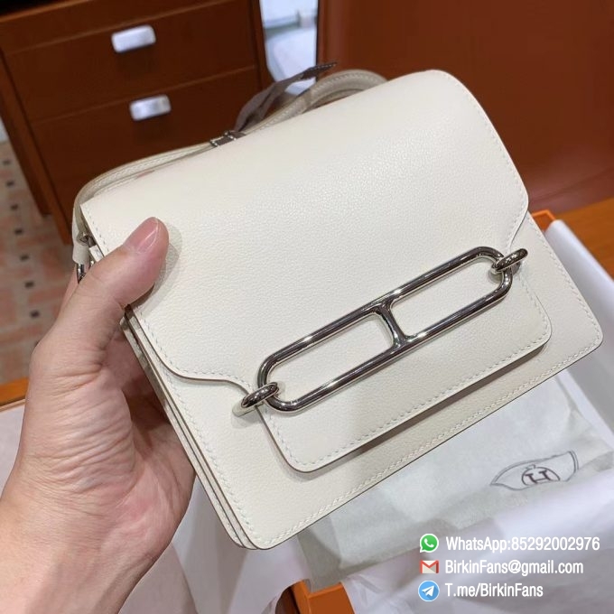 High Quality Replica Hermes Roulis 23 Bag Craie Chalk 10 Silver Hardware