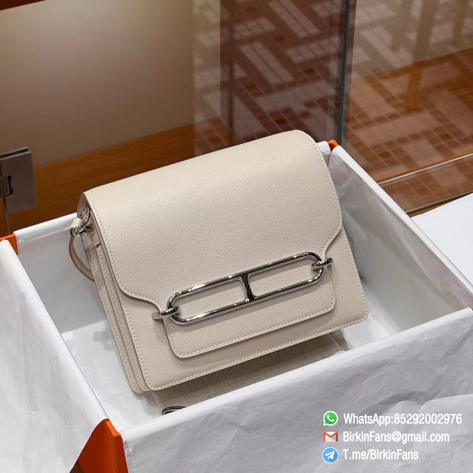 High Quality Replica Hermes Roulis 23 Bag Craie Chalk 10 Silver Hardware 2