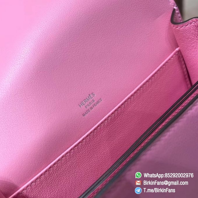 High Quality Replica Hermes Roulis Mini Bag 18mm Calfskin Rose Dete K4 Silver Hardware 3