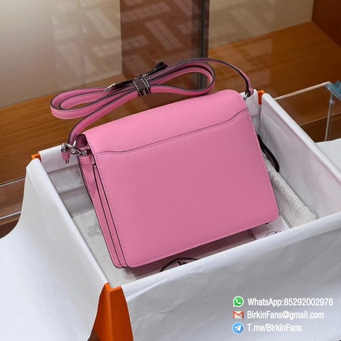 High Quality Replica Hermes Roulis Mini Bag 18mm Calfskin Rose Dete K4 Silver Hardware 5