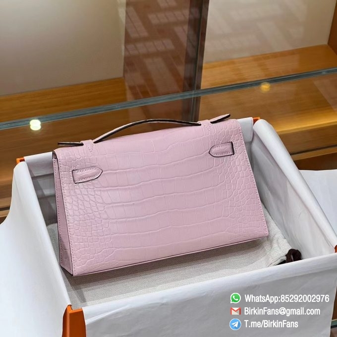 High Quality Replica Mini Kelly Bag 09 Mauve Pale Alligator Crocodile Leather Silver Hardware 02