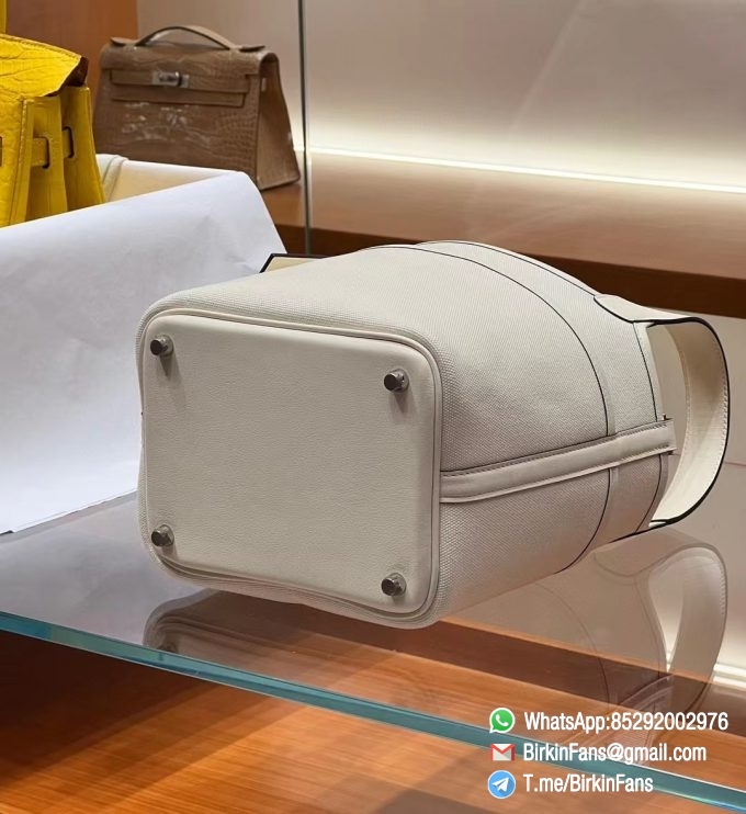 Premium Clone Hermes Cargo Picotin Lock 18cm Bag Nata I2 Canvas and Swift Silver Hardware 5