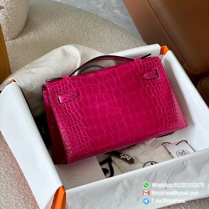 Best Rep Hermes Bags Mini Kelly Bag Rose sheherzade J5 Alligator Crocodile Leather Gold Hardware 3