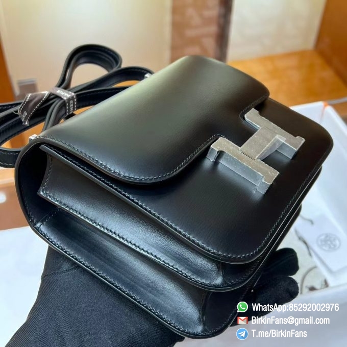 Best Replica Hermes Bags Constance Mini Bag 18cm Black Nior 89 Box Leather Silver Hardware 2