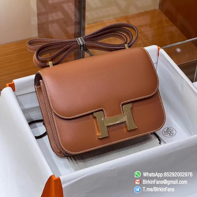 Best Replica Hermes Bags Constance Mini Bag 18cm Brown Gold 37 Box Leather Gold Hardware